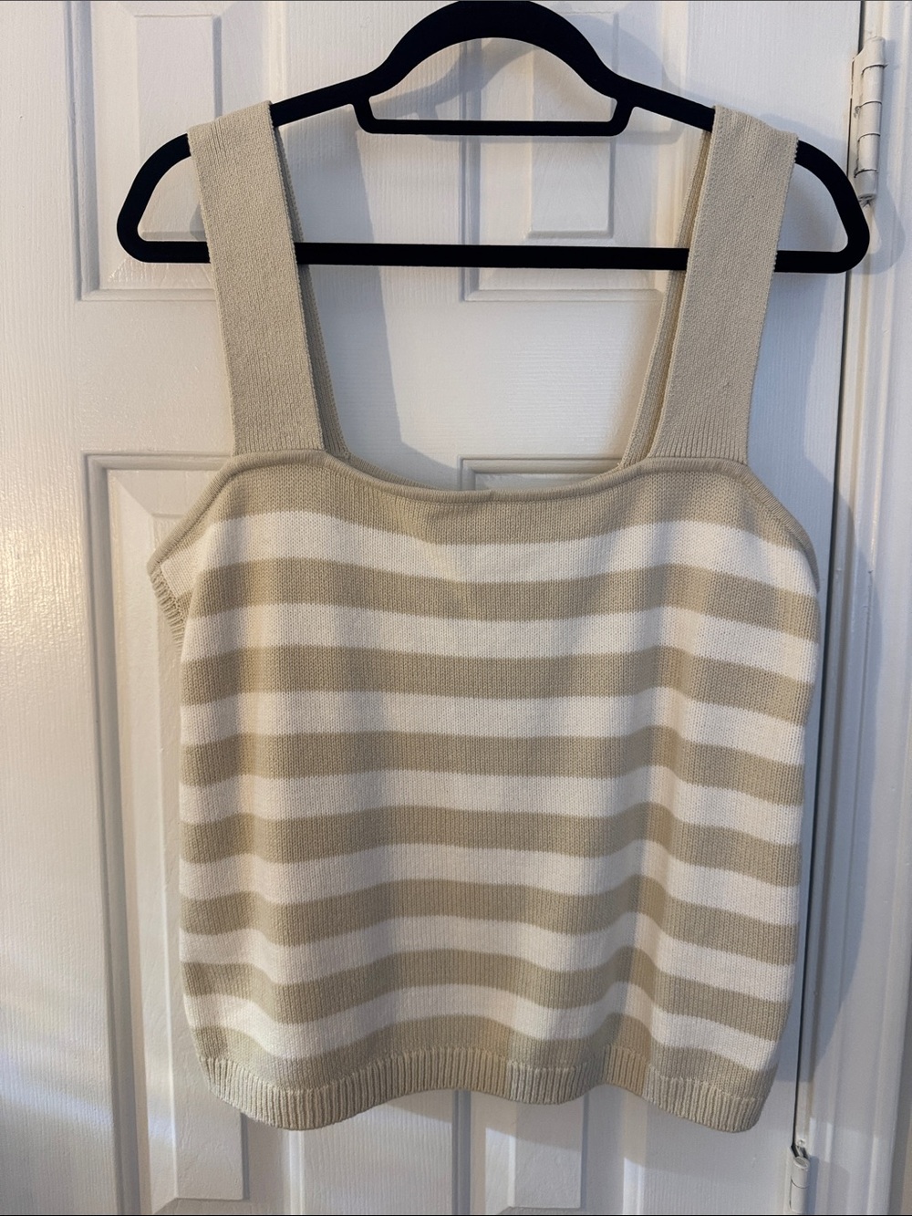 Striped Knit Tank Top in Cream and Tan